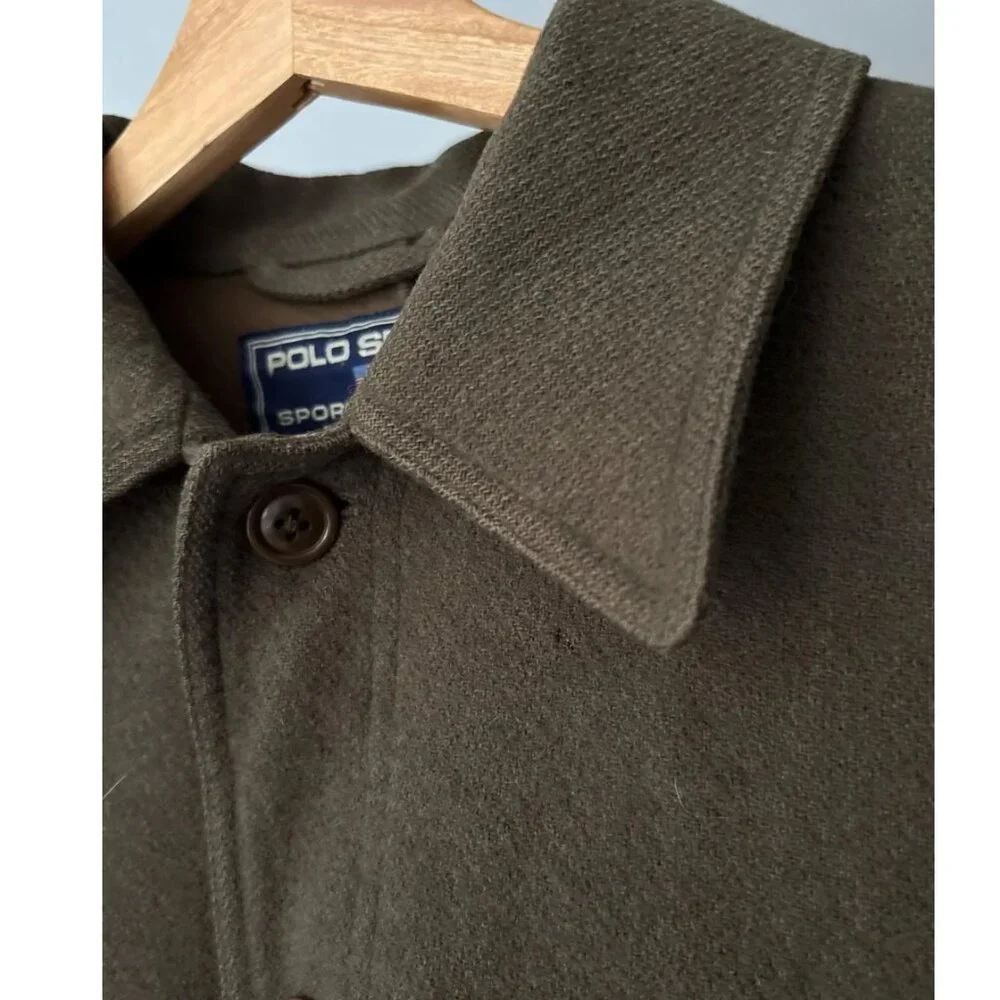 1990s Polo Ralph Lauren Wool Jacket | Vintage Green Sport Coat with Pockets - Picture 2 of 11